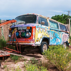 Van Life Hippie Bus Photo Print, Colorful Southwest Photography, Gift for Dad, VW Bus, Boys Bedroom, Vintage Cars, Classic Automobile