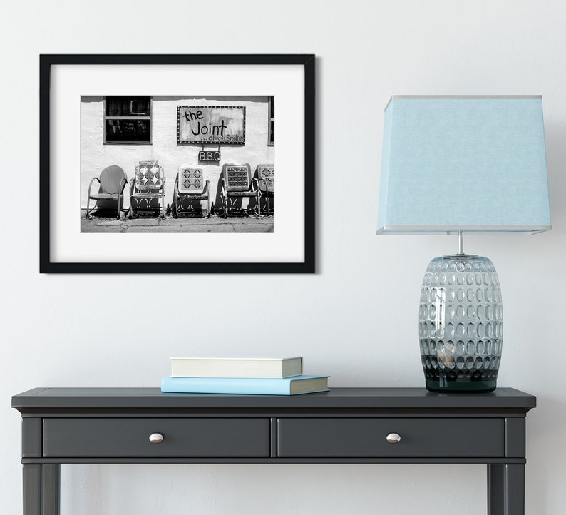 New Orleans Photography, Modern Rustic Wall Art Print, Folk Art Decor The Joint BBQ, Black and White Photography, Americana Restaurant Photo image 3