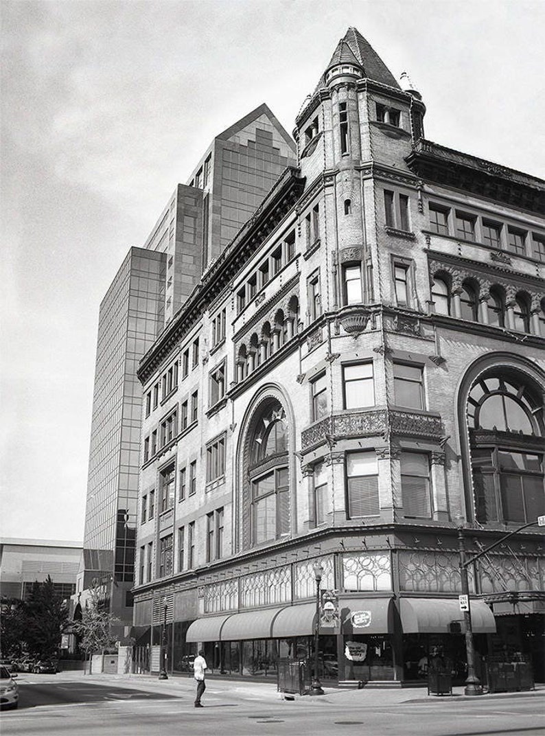 Louisville Kentucky Wall Art, Historic, Spaghetti Factory, Levy Bros Building, Black and White Film Photography, Architecture, Street Scene image 2