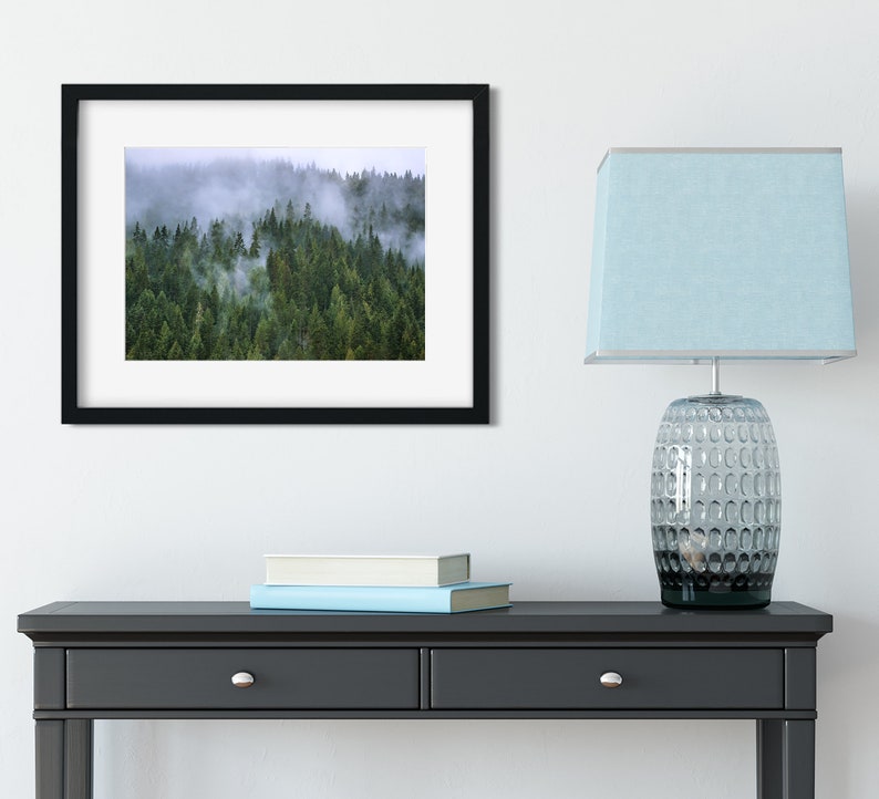 Foggy Mountain Forest Photo Print, Nature Decor, Autumn Wilderness, Wallace Idaho Photography image 1