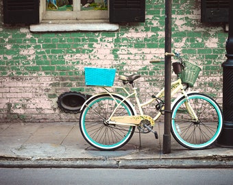 New Orleans Bicycle Print, French Quarter, Colorful Wall Art