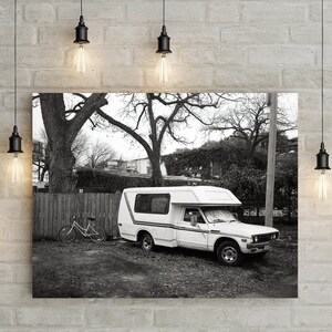 Nostalgic Wanderlust Wall Art, Vintage RV Black and White Film Photography, Road Trip, Black and White Film, Austin Texas Gifts for Traveler