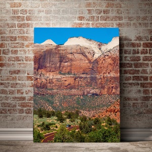 Zion Canyon Wall, Photo Print, Southwest Desert Landscape Print, Utah Rock Climber Gift, Red and Orange, Geology