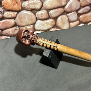 Skull Wizard wand. Cherry wood wand 15.25 inches in length.