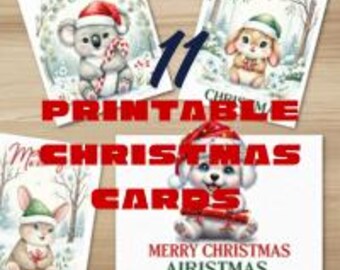 Adorable juego de tarjetas navideñas con diseño de cachorros