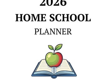 Planificador de educación en casa 2026: planes de lecciones, registro de asistencia y currículo. Organizador escolar imprimible para padres y tutores.