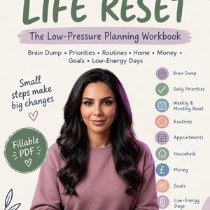 ADHD Life Reset Workbook | Fillable ADHD Planner | Daily, Weekly & Monthly Reset | Brain Dump, Routines, Goals and Low Energy Planner