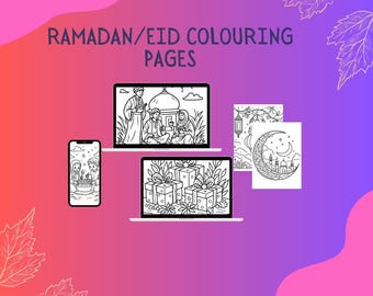 Libro para colorear de Ramadán y Eid para niños / Páginas de actividades islámicas imprimibles / Hojas para colorear de linternas de la Mezquita de la Luna en PDF