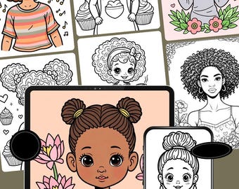 Libro para colorear de niña negra