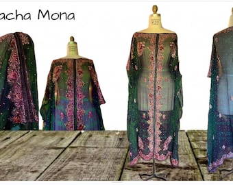 Verde-Kaftan mit U-Boot-Ausschnitt