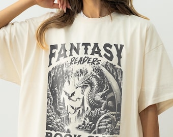 Camiseta para lectores de fantasía / Camiseta Bookish Dragon Comfort Colors, regalo para amantes de los libros de fantasía