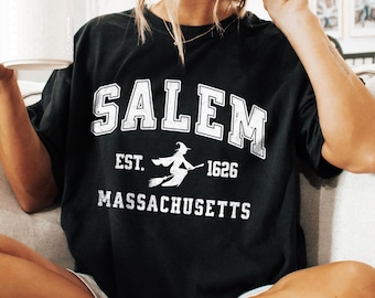 Salem Massachusetts T-Shirt: Vintage Witchy Halloween Comfort Colors Tee