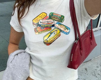 Sardine Tins Baby Tee | Anchovy Tins Baby Tee, Sardine Shirt, Cute Tee, Fish Tin Shirt, Trending Shirt, Fisherman aesthetic, sardines shirt