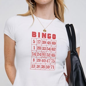 Camiseta de bebé con tarjeta de bingo / Camiseta de bebé estética vintage, camiseta de bebé Y2k, camiseta de bebé linda, camiseta de bingo retro, camiseta gráfica de calle, lindo regalo para ella
