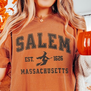 Salem Massachusetts T-Shirt: Vintage Witchy Halloween Comfort Colors Tee