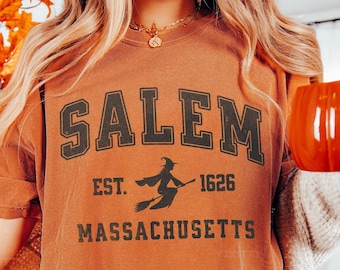 Salem Massachusetts T-Shirt: Vintage Witchy Halloween Comfort Colors Tee