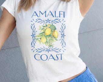 Camiseta de bebé con limón de la Costa Amalfitana: Top corto italiano de verano Y2K
