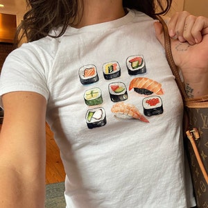 Sushi Rolls Baby Tee: Trendy Y2K Crop Top