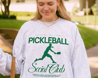 Sudadera del Club Social de Pickleball, Sudadera deportiva universitaria de cuello redondo, Regalos de Pickleball