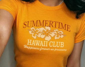 Summertime Hawaii Club Baby Tee: Horror Movie Merch, Halloween Costume