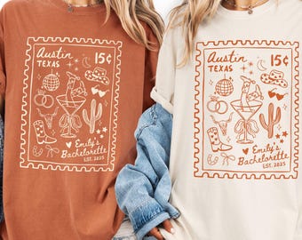 Custom Austin Texas Bachelorette Party Shirt: Personalized Matching Western Cowgirl T-Shirts for Bride & Bridesmaids