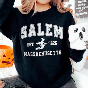 Salem Massachusetts Sweatshirt: Witchy Halloween Crewneck, Oversized Fall Sweater