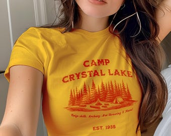 Camp Crystal Lake Baby Tee: 90s Horror Movie Crop Top, Camp Counselor Halloween Costume