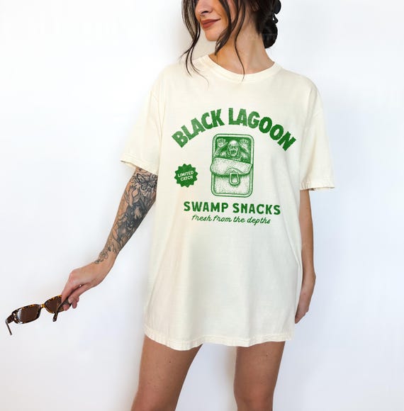 Black Lagoon Sardine Tin T-Shirt: Vintage Horror Comfort Colors Tee, Oversized Halloween Shirt