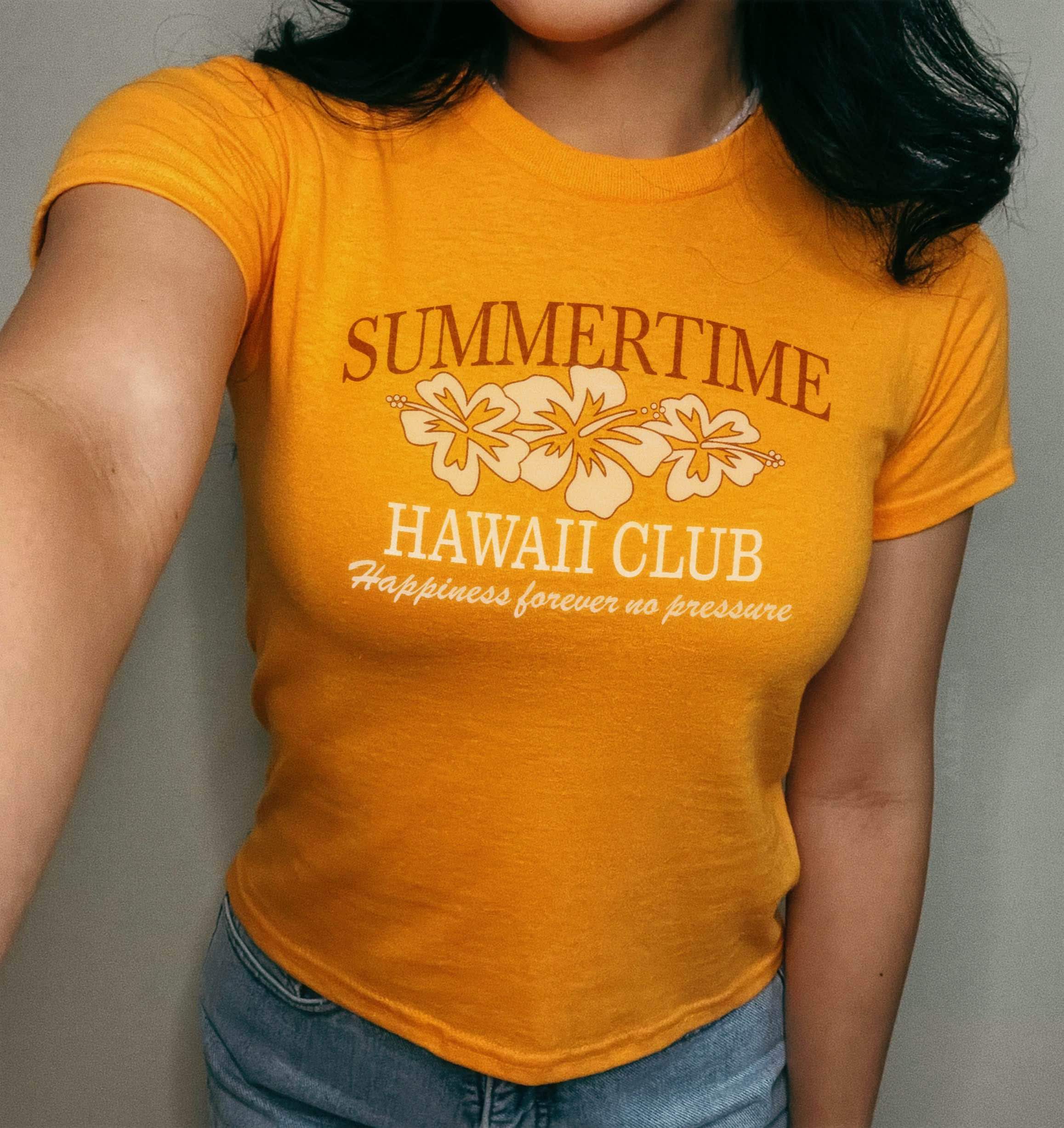 Summertime Hawaii Club Baby Tee: Horror Movie Merch, Halloween