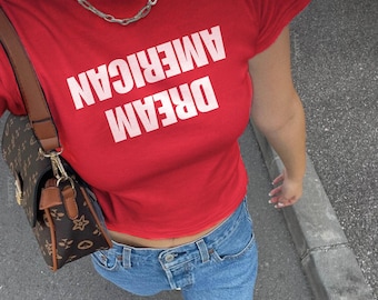 Inverted American Dream Baby Tee: Political Y2K Protest Top