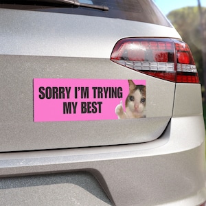 "Lustiger ""Sorry I'm Trying My Best"" Autoaufkleber | Meme Autoaufkleber Bild 2