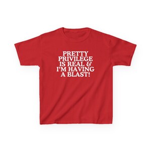 Pretty Privilege Baby Tee: Funny Y2K Slogan Crop Tee, 2000s Fashion Red