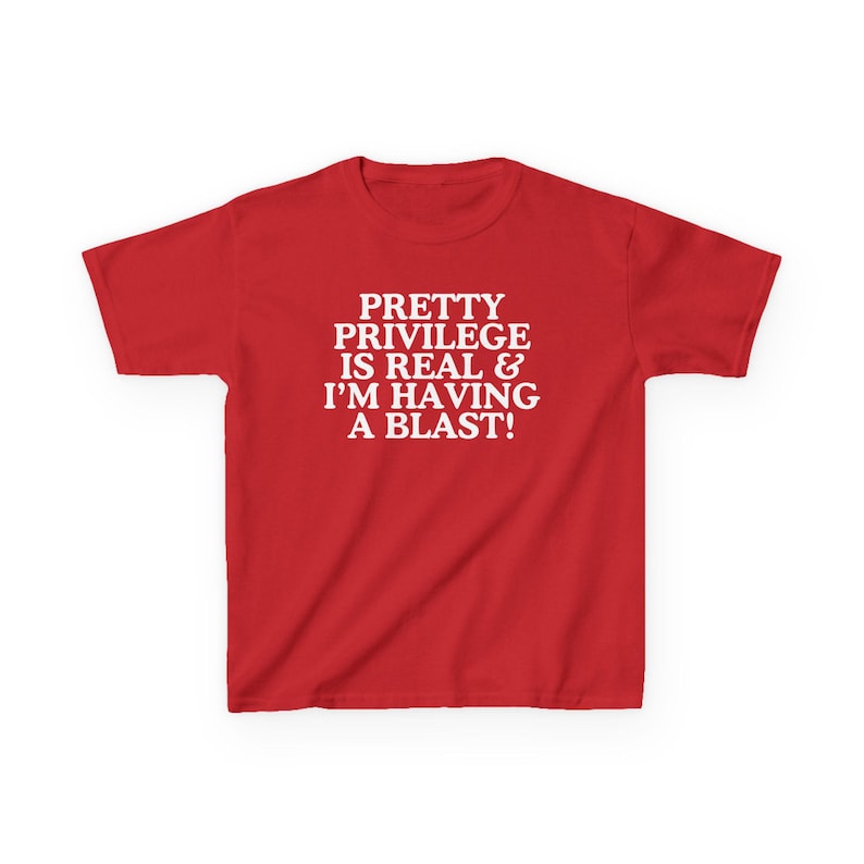 Pretty Privilege Baby Tee: Funny Y2K Slogan Crop Tee, 2000s Fashion Red