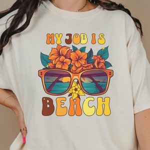 My Job Is Beach Oversized tshirt, Retro Yellow Top, Ken Quote, My Job It Is Just Beach