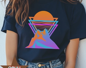 Synthwave T-Shirt, Retro 80s Sunset, Cyberpunk Tee