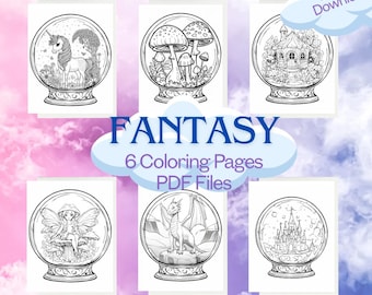 Mystische Geschöpfe Malseiten, Fantasy Art (Digitaler Download)