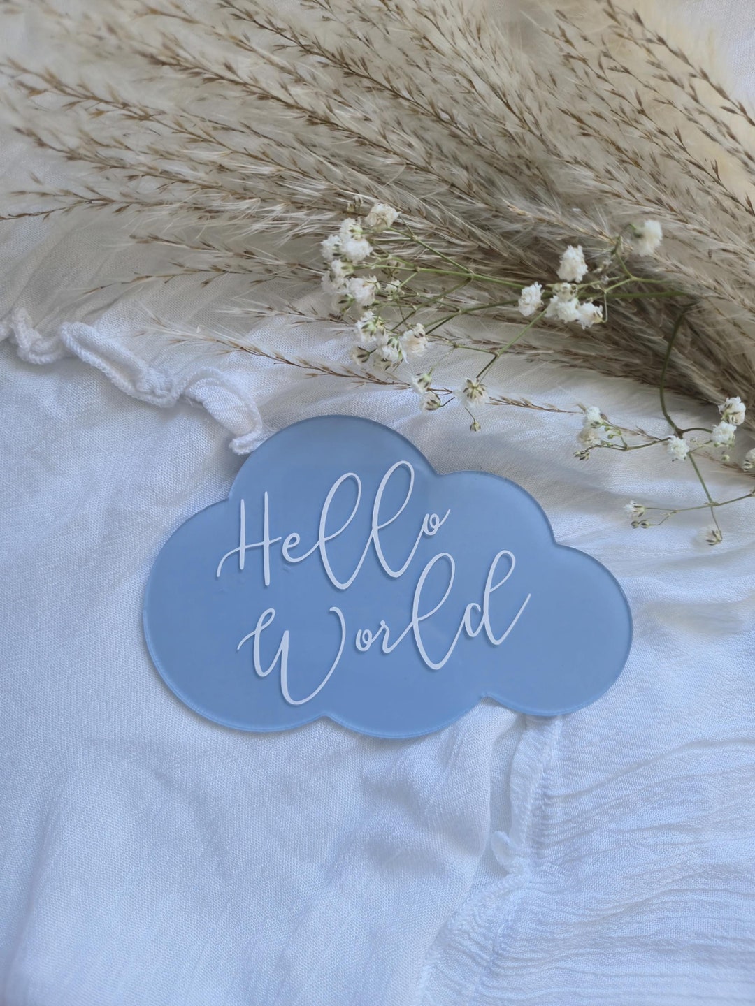 Acrylic Baby Hello World Sign | Baby Birth Announcement | Social Media ...