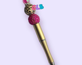 SALE | gold bead pen | gift idea | gifts under 10 | bead pen | animal prints