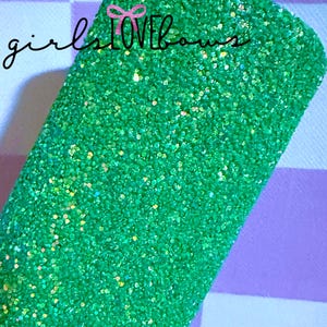GREEN | A4 | SIZE 21X29CM | (8&quot;x11&quot;) | Felt Backing Glitter Fabric | Color Glitter Vinyl Fabric | Chunky Glitter | Glitter Sheet |