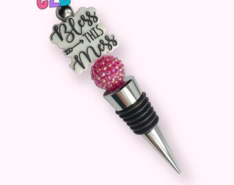 SALE | Bless This Mess Wine Bottle Stopper| Wine Stopper | gift idea | gifts under 10 | sayings Wine Cork | funny Wine Gift | wine cork
