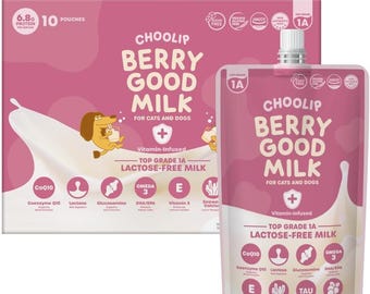 Berry Good Pet Milk. 10pk Vitamin-Infused Cat Milk, Dog, Kitten, Puppy Milk. Dog Bladder Support, Cat Kidney Support, Cat Urinary Supplement