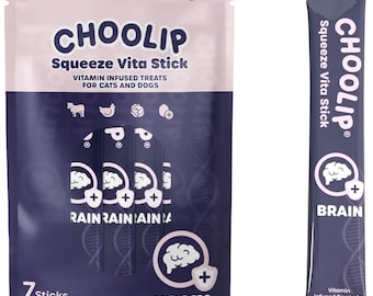 Choolip Squeeze Vita Stick – Brain Support - Lickable Cat and Dog Treats Diet Infused with Vitamins
