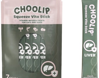 Choolip Squeeze Vita Stick – Liver Support - Lickable Cat and Dog Treats Diet Infused with Vitamins