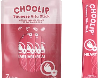 Choolip Squeeze Vita Stick – Heart Support - Lickable Cat and Dog Treats Diet Infused with Vitamins