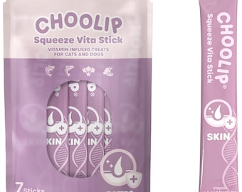 Choolip Squeeze Vita Stick – Skin Support - Lickable Cat and Dog Treats Diet Infused with Vitamins