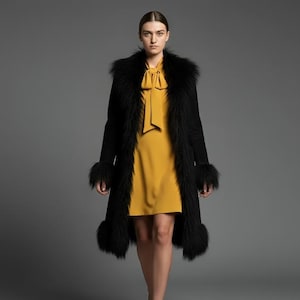 Black Mongolian Fur Penny Lane Coat - Etsy