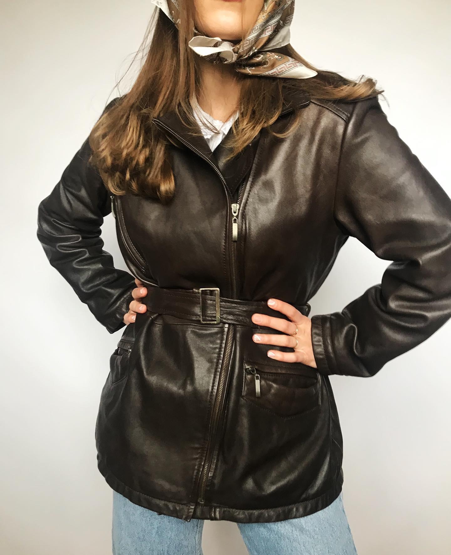 Handmade Sheepskin Leather Jacket: 90s Vintage Brown Biker Coat - Etsy