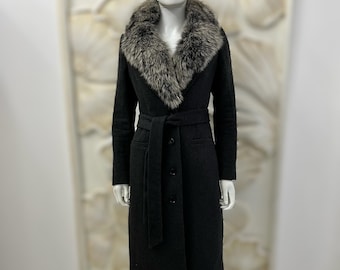 Gray Long Coat Comfortable Wool Women Warm Winter Outwear Plus Size Long  Fur Collar Wool Coat for Her, Best Gift for Her, Long Trench Coat