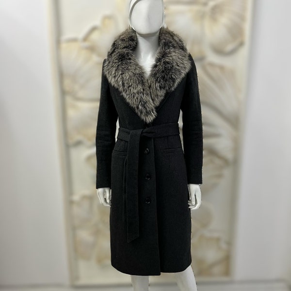 Cotton Blend Fur Collar Coat