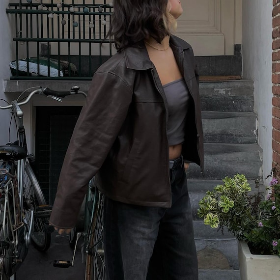 Handmade Brown Sheepskin Leather Biker Jacket: Women's Vintage Motorcycle  Style
